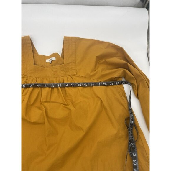 Madewell Mustard Yellow Top Sz S Square Neck Peasant Shirt Boho Blouse Summer - Picture 5 of 5